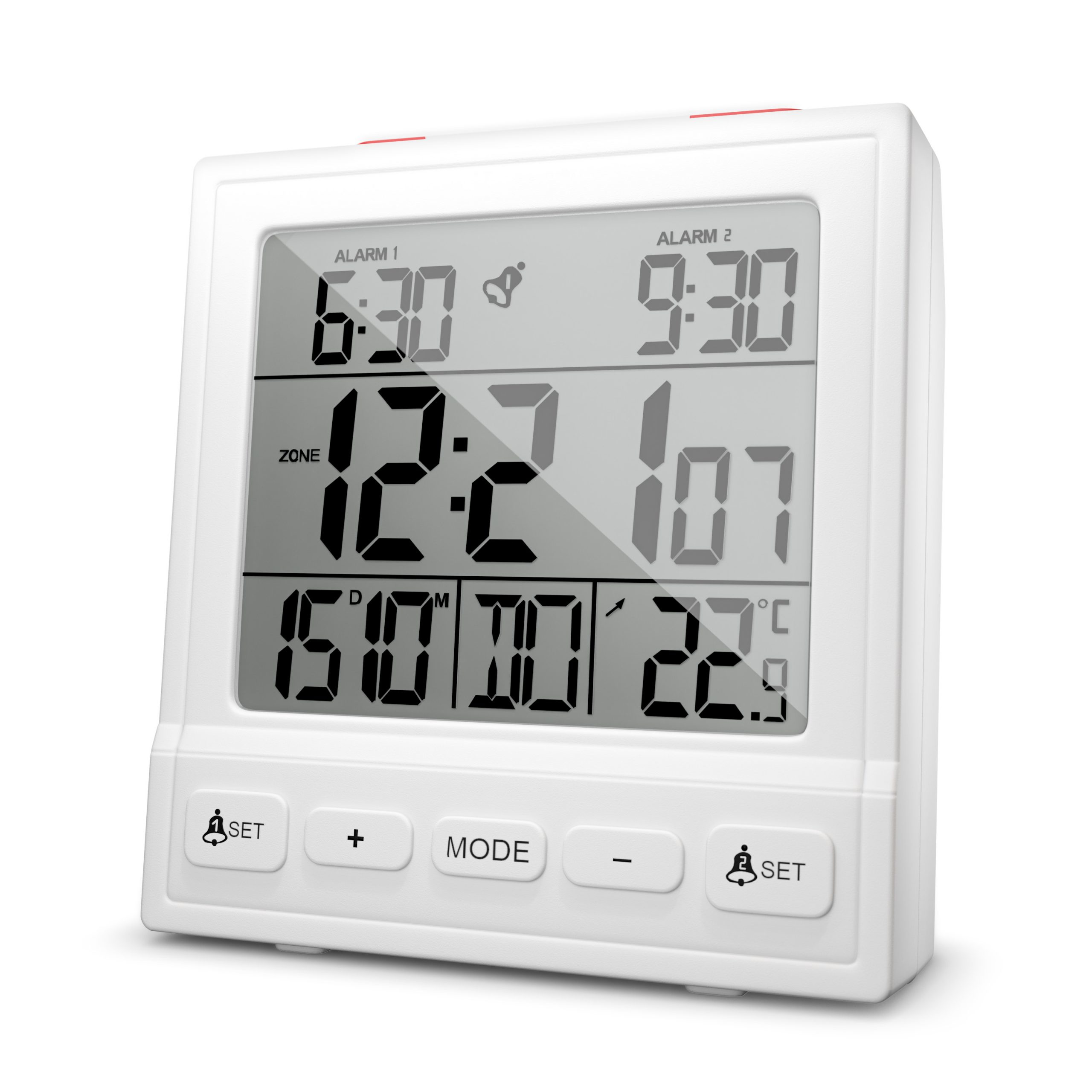 Mebus 56813 - Digitaler Wecker - Rechteck - Weiß - 12/24 h - F - °C - Weiß, Ansicht 3