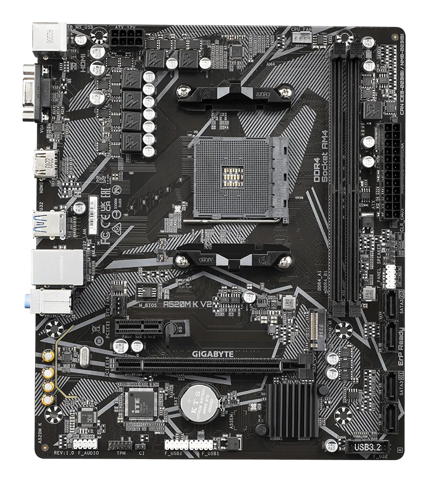 Gigabyte A520M K V2 - 1.0 - Motherboard - micro ATX - Socket AM4 - AMD A520 Chipsatz, Ansicht 4