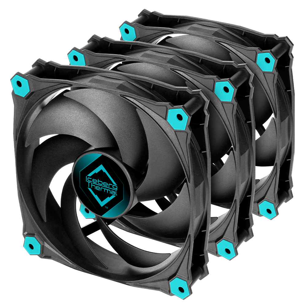 Iceberg Thermal IceGale - Gehäuselüfter - 120 mm - Schwarz (Packung mit 3), Ansicht 2