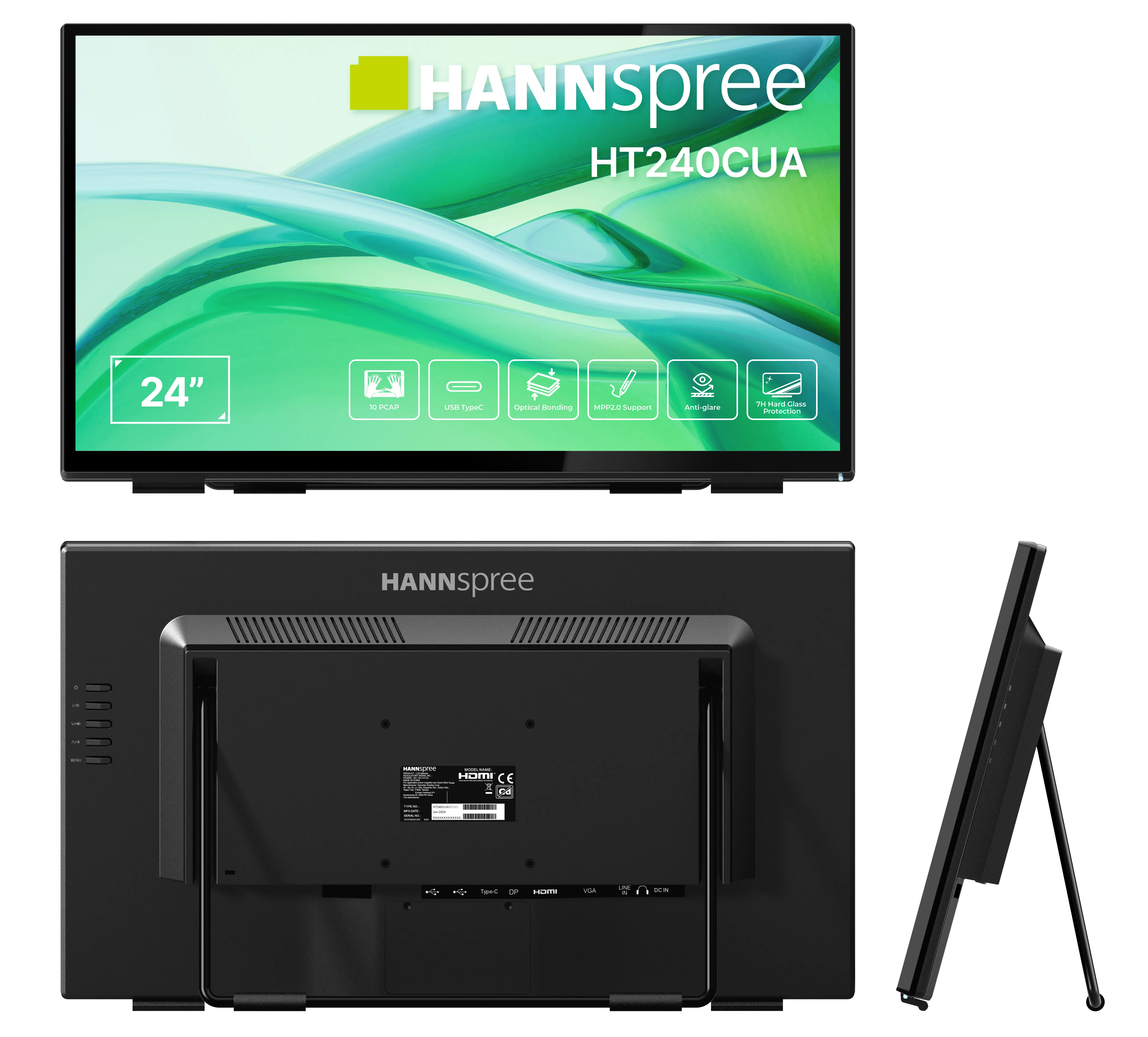 Hannspree 23.8 HT240CUA 16 Touch HDMI+DP+USBC - Flachbildschirm (TFT/LCD) - 60,5 cm, Ansicht 2