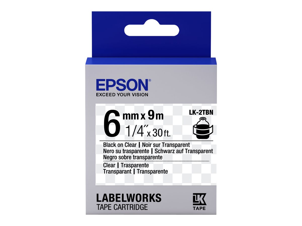 Epson LabelWorks LK-2TBN - Schwarz auf durchsichtig - Rolle (0,6 cm x 9 m) 1 Kassette(n) Etikettenband - für LabelWorks LW-1000, 300, 400, 600, 700, 900, K400, Z5000, Z5010, Z700, Z710, Z900