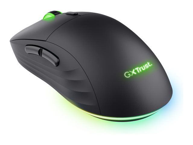 Trust GXT 927 REDEX+ - Maus - leistungsstarke einstellbare RGB-Beleuchtung - Für Rechtshänder - Laser - 6 Tasten - kabellos - 2.4 GHz - kabelloser Empfänger (USB)