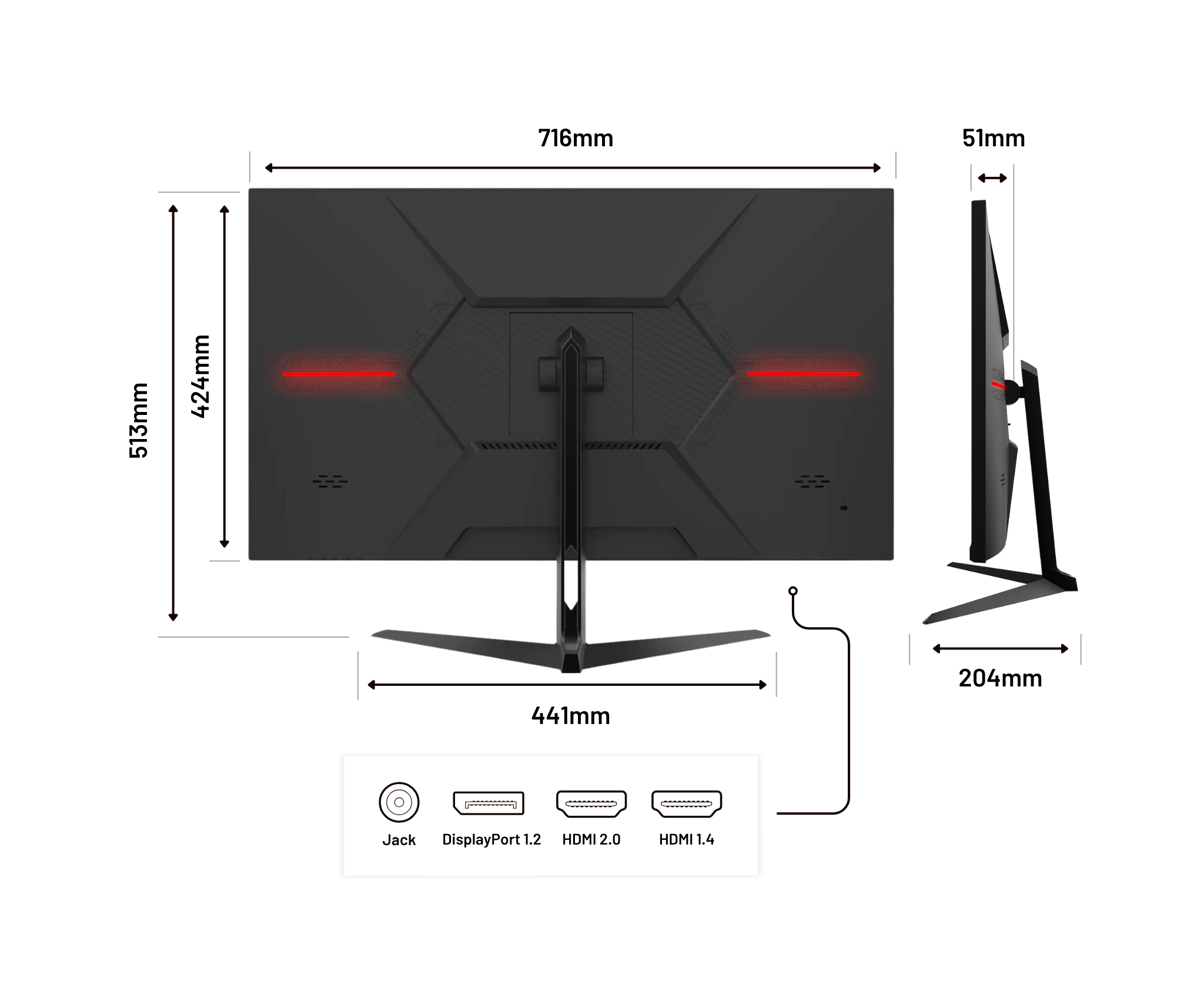 JAPANNEXT 80,0cm (31,5) JN-IPS315UHDR 16:9 HDMI/DP UHD - Flachbildschirm (TFT/LCD), Ansicht 4