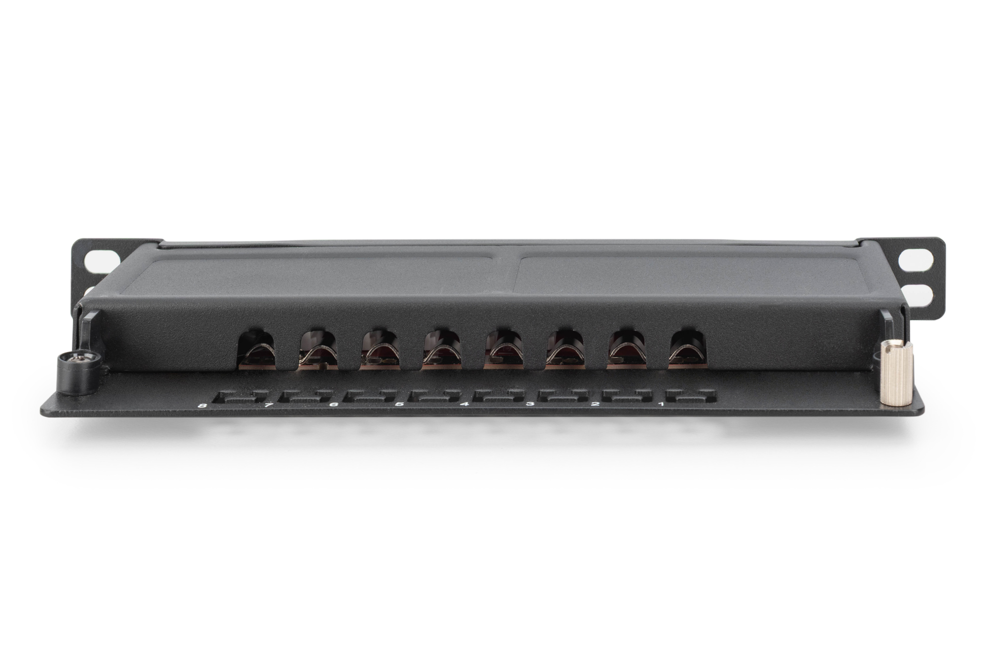 DIGITUS Cat.6A Slim Patch Panel, geschirmt, 8-Port, 0,5 HE, 10, schwarz, Ansicht 4