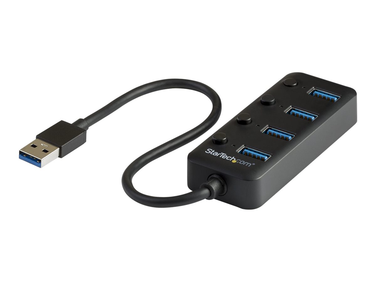 StarTech.com 4 Port USB 3.0 Hub - 4x USB-A mit individuellen An/Aus-Schaltern - Mobiler USB 3.0 Verteiler - Bus-Powered USB 3.0 Splitter - Hub - 4 x USB 3.1 Gen 1