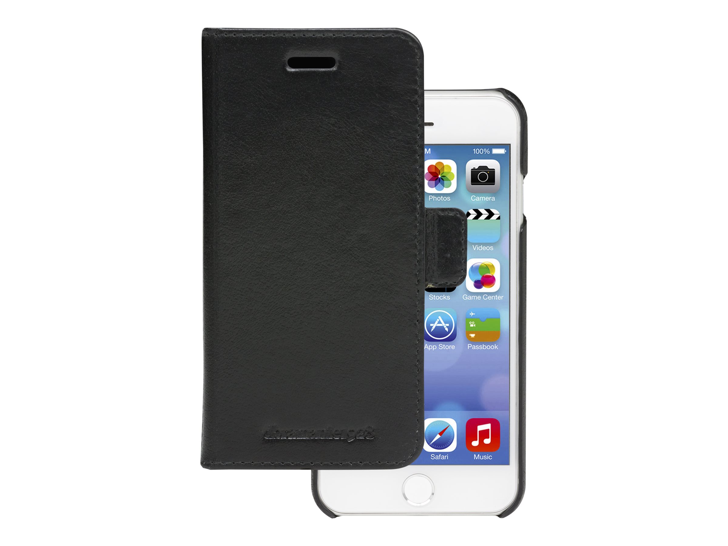 dbramante1928 Lynge - Flip-Hülle für Apple iPhone 6, 6s, 7, 8, SE (2. Generation) - genarbtes Leder - Schwarz, Ansicht 2