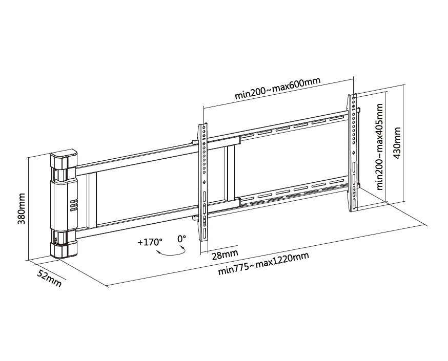 Equip Befestigungskit (Schwenkarm-Wandhalterung) - für LCD-Display - motorisiert - Kunststoff, 81.28-190.5 cm (32-75), Ansicht 4
