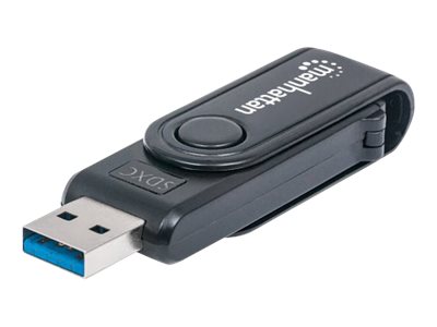 Manhattan USB-A Mini Multi-Card Reader/Writer, 5 Gbps (USB 3.2 Gen1 aka USB 3.0), 24-in-1, SuperSpeed USB, Windows or Mac, Black, Three Year Warranty, Blister - Kartenleser - 24 in 1 (MMC, SD, RS-MMC, MMCmobile, microSD, SDHC, microSDHC, SDXC, microS...