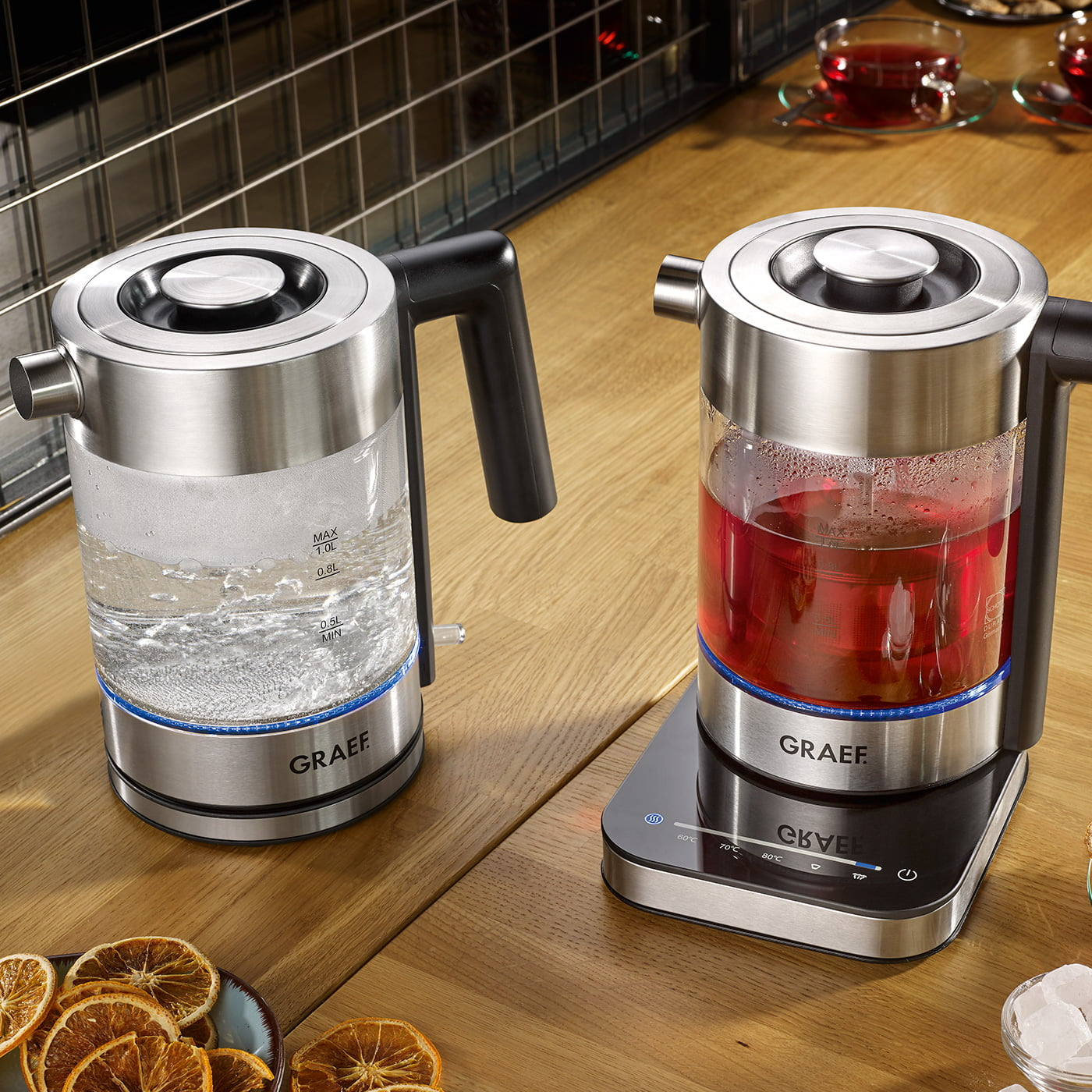 Graef WK350 - 1 l - 2000 W - Schwarz - Edelstahl - Transparent - Glas - Wasserstandsanzeige - Überhitzungsschutz, Ansicht 2