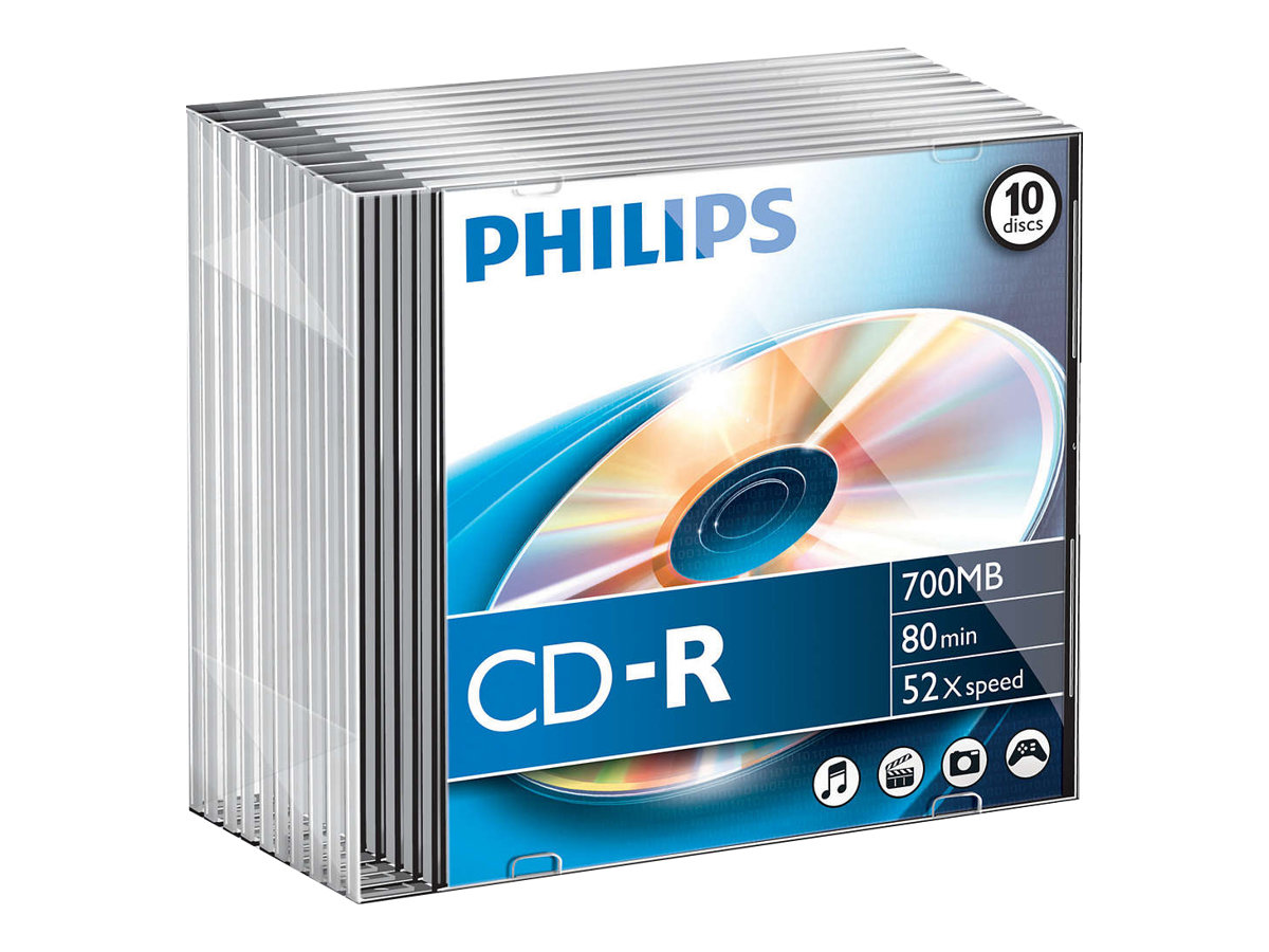 Philips 10 x CD-R - 700 MB (80 Min) 52x - Slim, Ansicht 3
