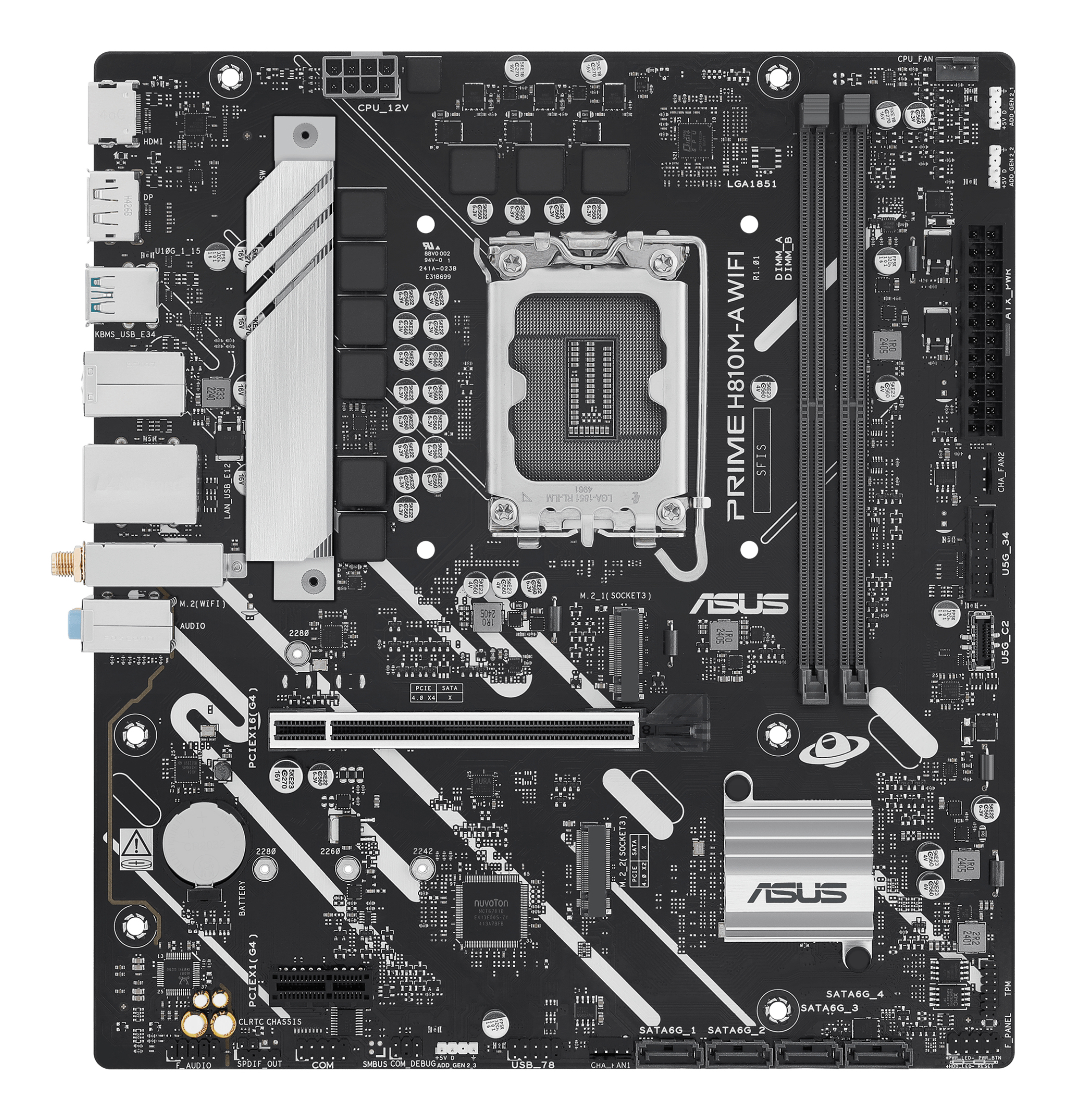 ASUS PRIME H810M-A WIFI - Motherboard - micro ATX - LGA1851-Sockel - H810 Chipsatz - Onboard-Grafik (CPU erforderlich), Ansicht 3