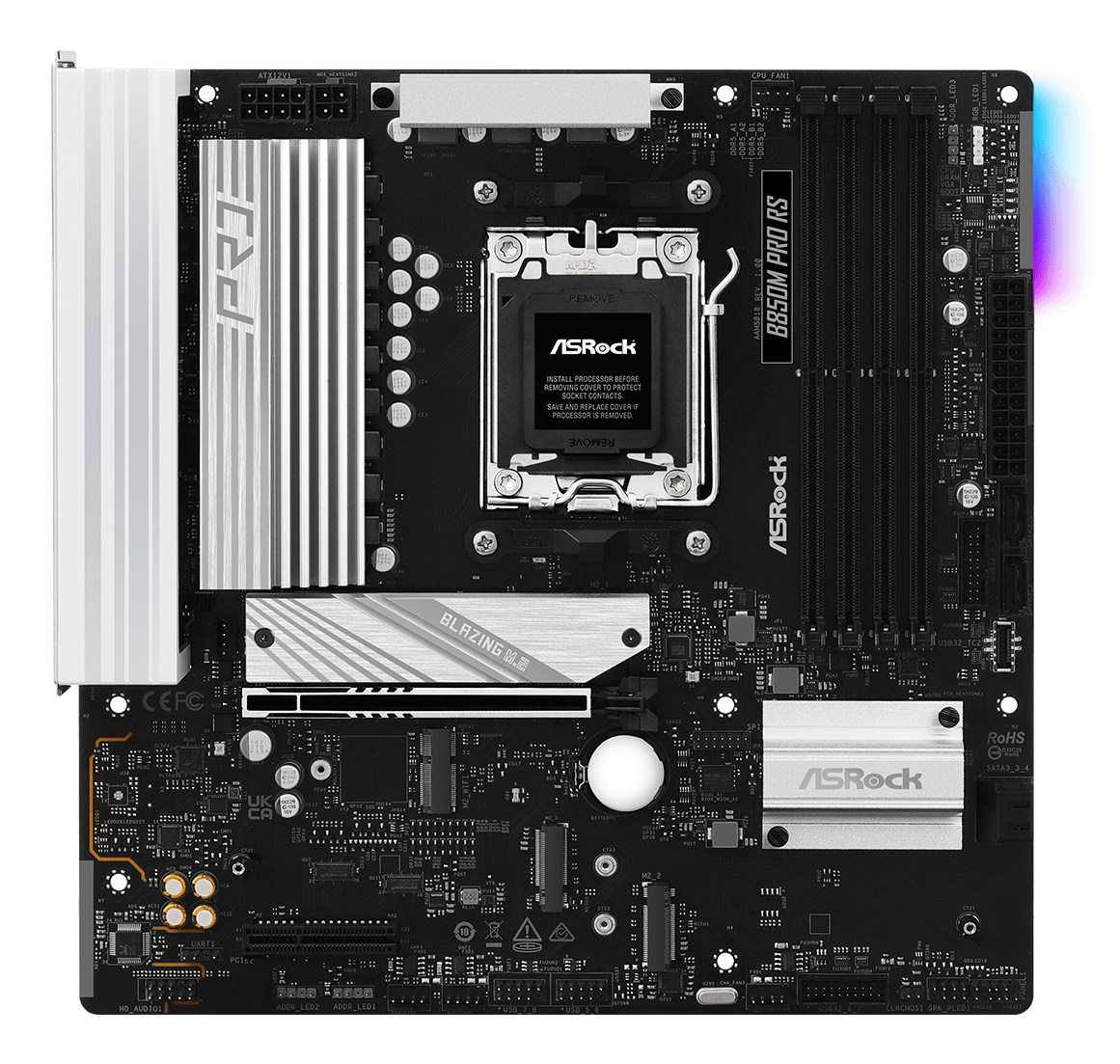 ASRock B850M Pro RS AM5 mATX HDMI/DP DDR5 - AMD Sockel AM5 (Ryzen Zen4) - Micro/Mini/Flex-ATX, Ansicht 2