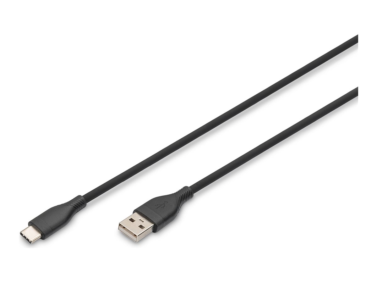 DIGITUS USB-C Silikon Anschlusskabel, 2m, schwarz