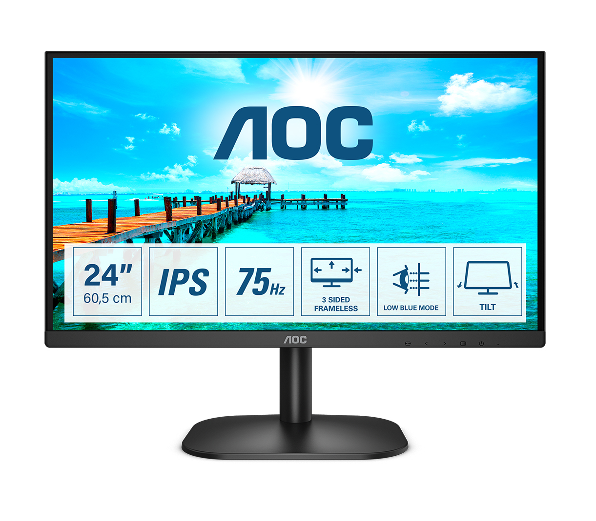 AOC B2 24B2XH, 60,5 cm (23.8&quot;), 1920 x 1080 Pixel, Full HD, LED, 7 ms, Schwarz