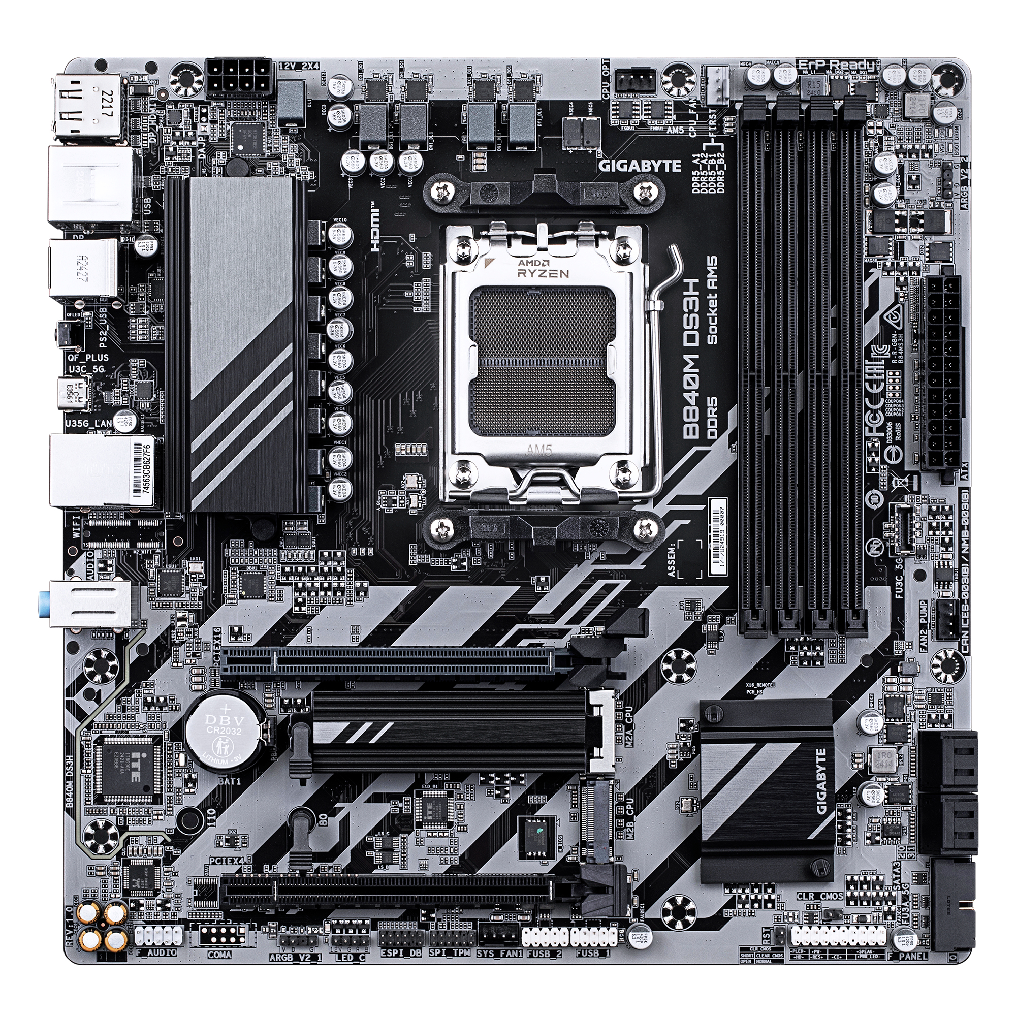 Gigabyte B840M DS3H B840 AM5 mATX DDR5 - Mainboard - AMD Sockel AM5 (Ryzen Zen4), Ansicht 2