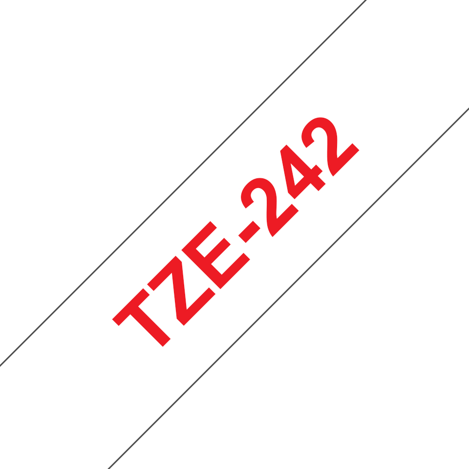 Brother TZe-242 - Standard-Klebstoff - Rot auf Weiß - Rolle (1,8 cm x 8 m), Ansicht 2