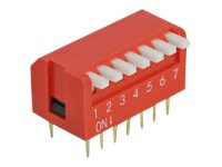 Delock DIP flip switch piano 7-digit 2.54 mm pitch THT vertical - DIP-Schalter - Rot (Packung mit 2)