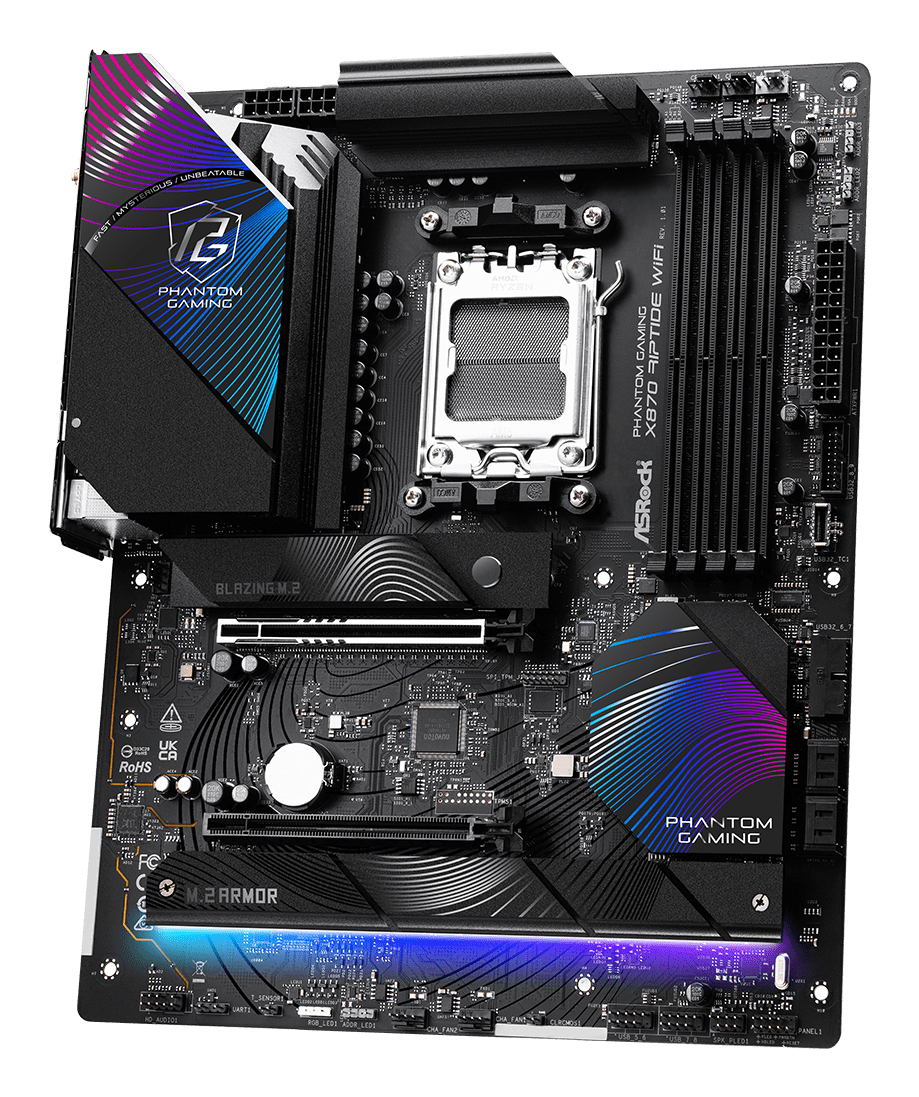ASRock Phantom Gaming X870 RIPTIDE WiFi - Motherboard - ATX - Socket AM5 - AMD X870 Chipsatz - USB4, USB 3.2 Gen 1, Ansicht 3