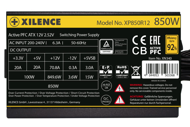 Xilence Gaming GOLD Series XP850R12 - Netzteil (intern), Ansicht 4