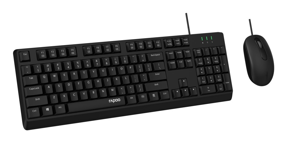 Rapoo Kabelgebundenes Kombo Set NX1500 Schwarz - TL: Deutsch, QWERTZ, Ansicht 3