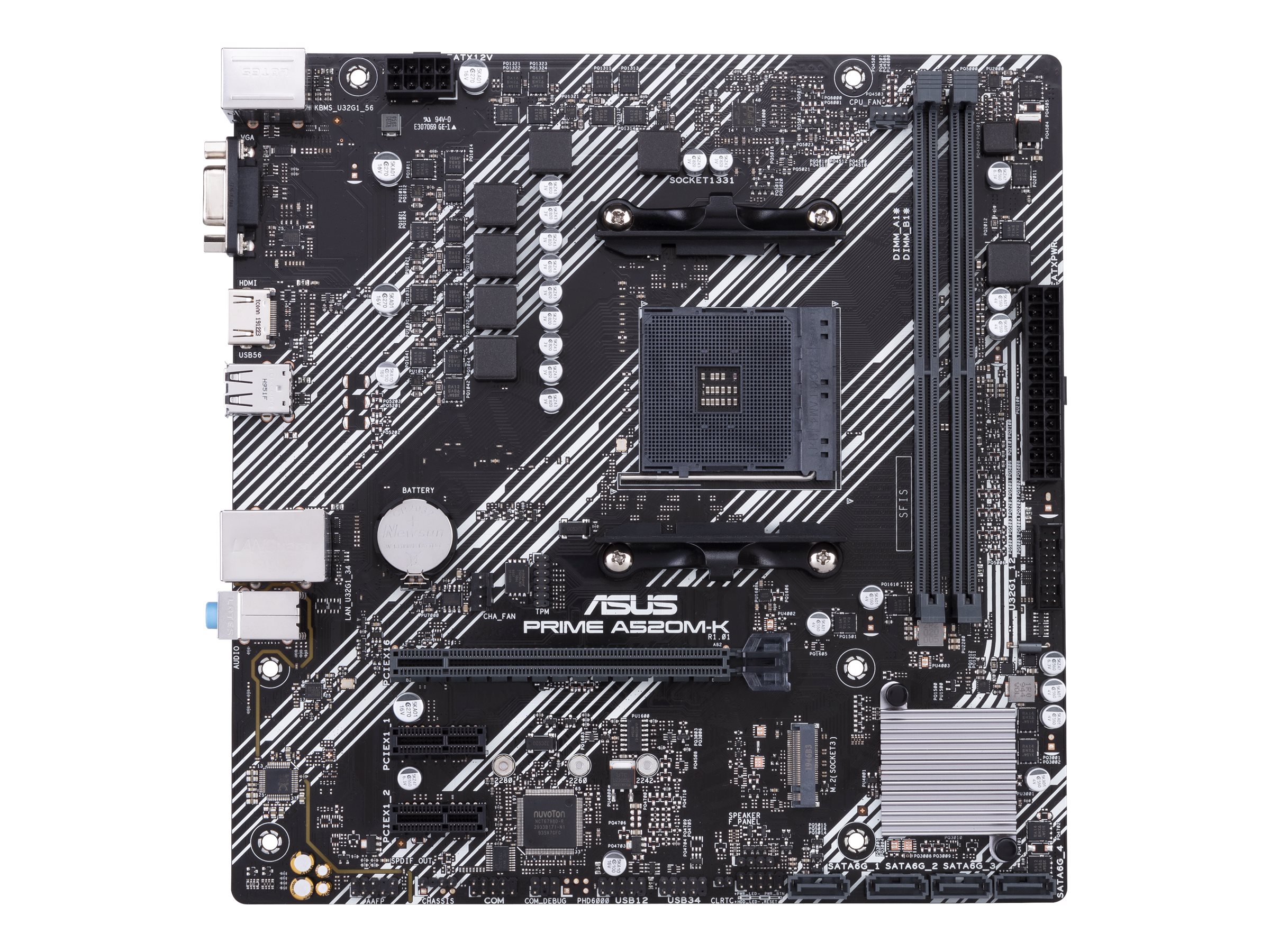 ASUS PRIME A520M-K - Motherboard - micro ATX - Socket AM4 - AMD A520 Chipsatz - USB 3.2 Gen 1 - Gigabit LAN - Onboard-Grafik (CPU erforderlich)