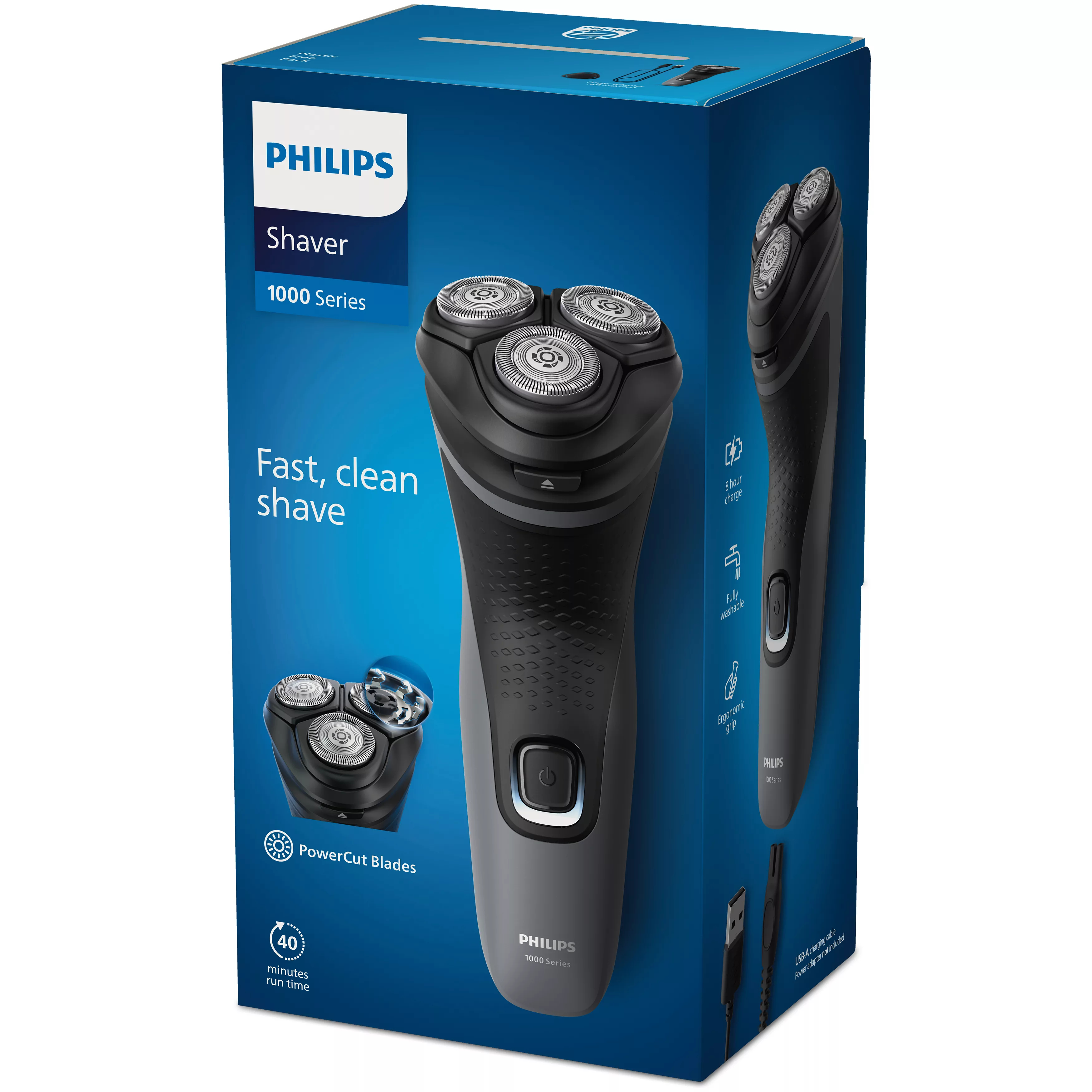 Philips Dry electric shaver Series 1000 S1142/00, Dry only, PowerCut Blade System, 4D Flex Heads, 40min shaving, Ansicht 4
