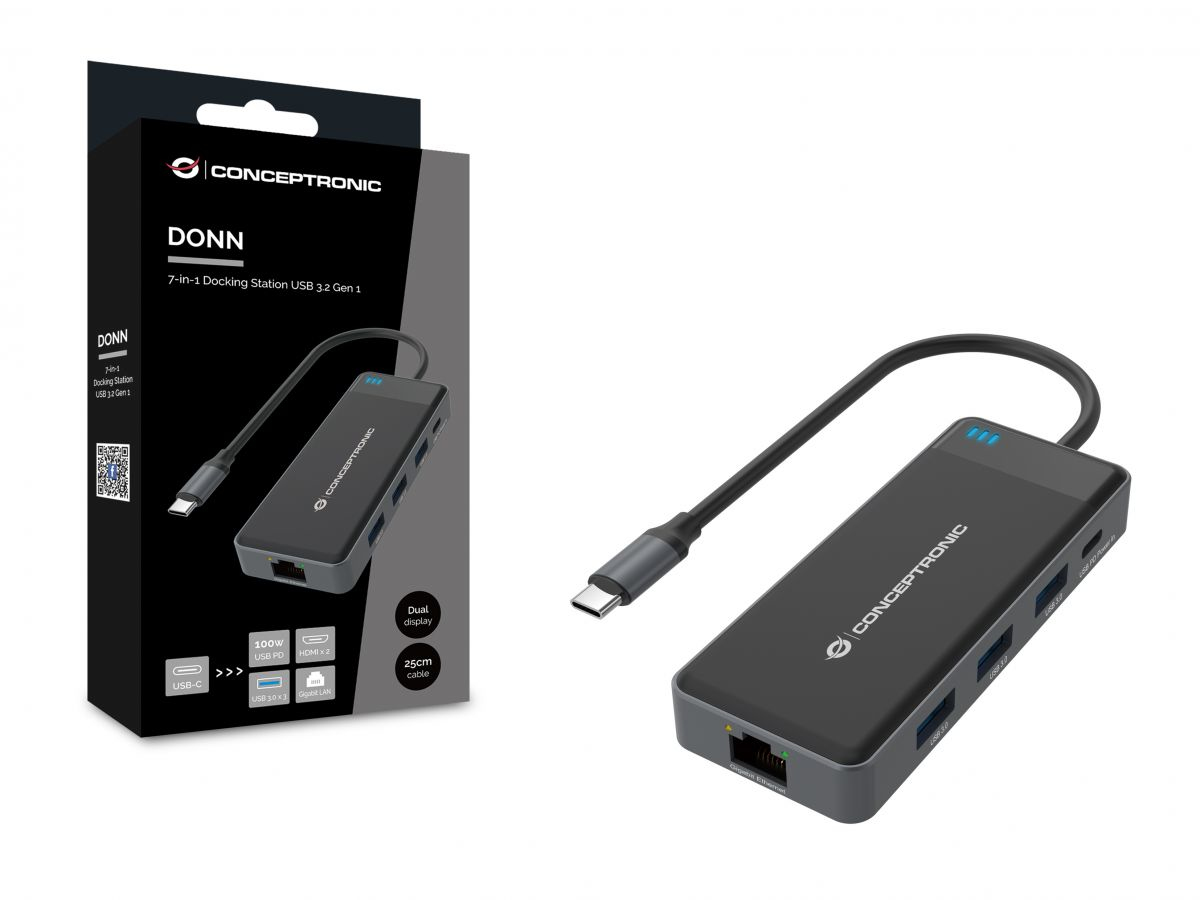 Conceptronic Dockingstation - USB-C - 2 x HDMI - 1GbE, Ansicht 4