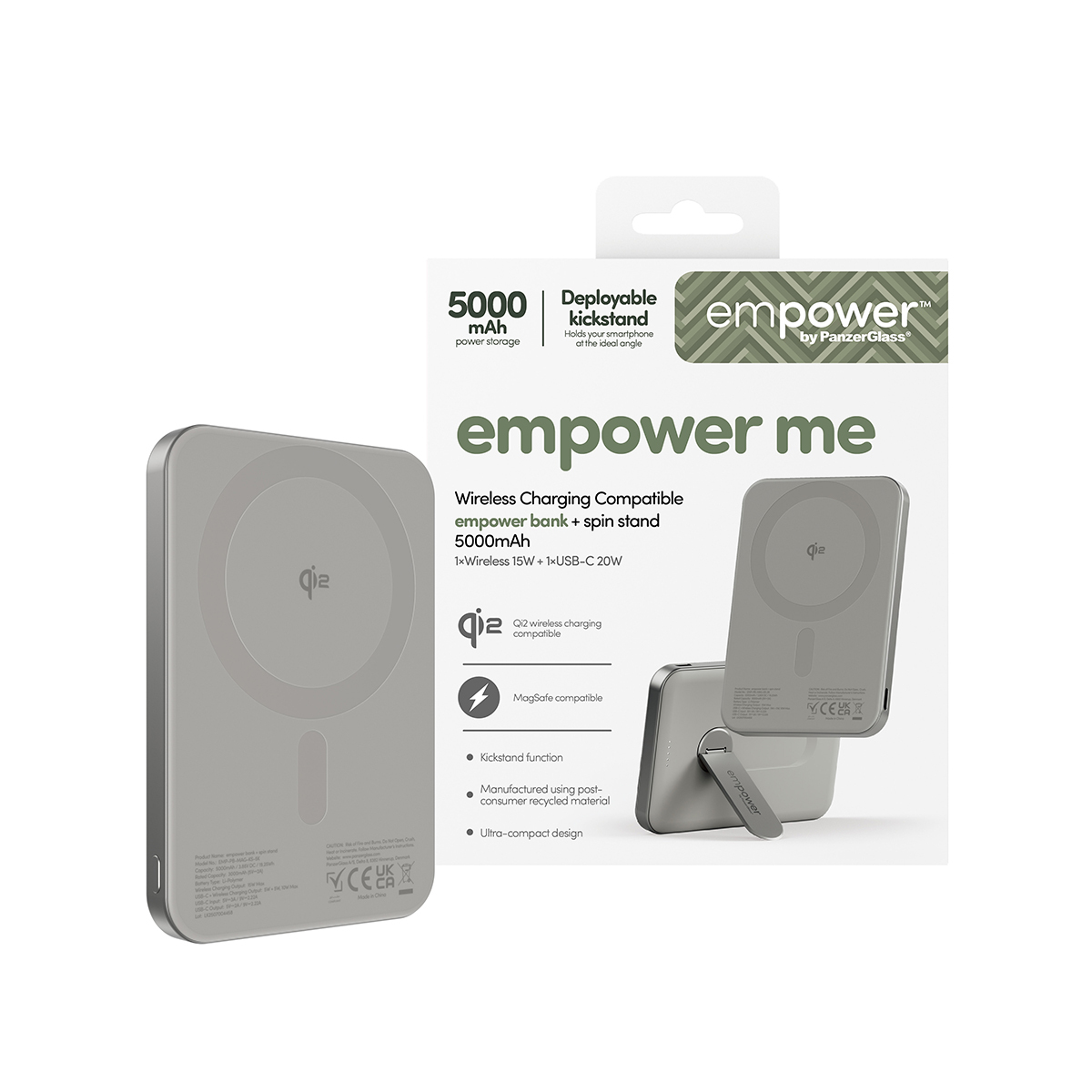 PanzerGlass Empower Bank mit Standfuß 5000mAh titanium, Ansicht 2