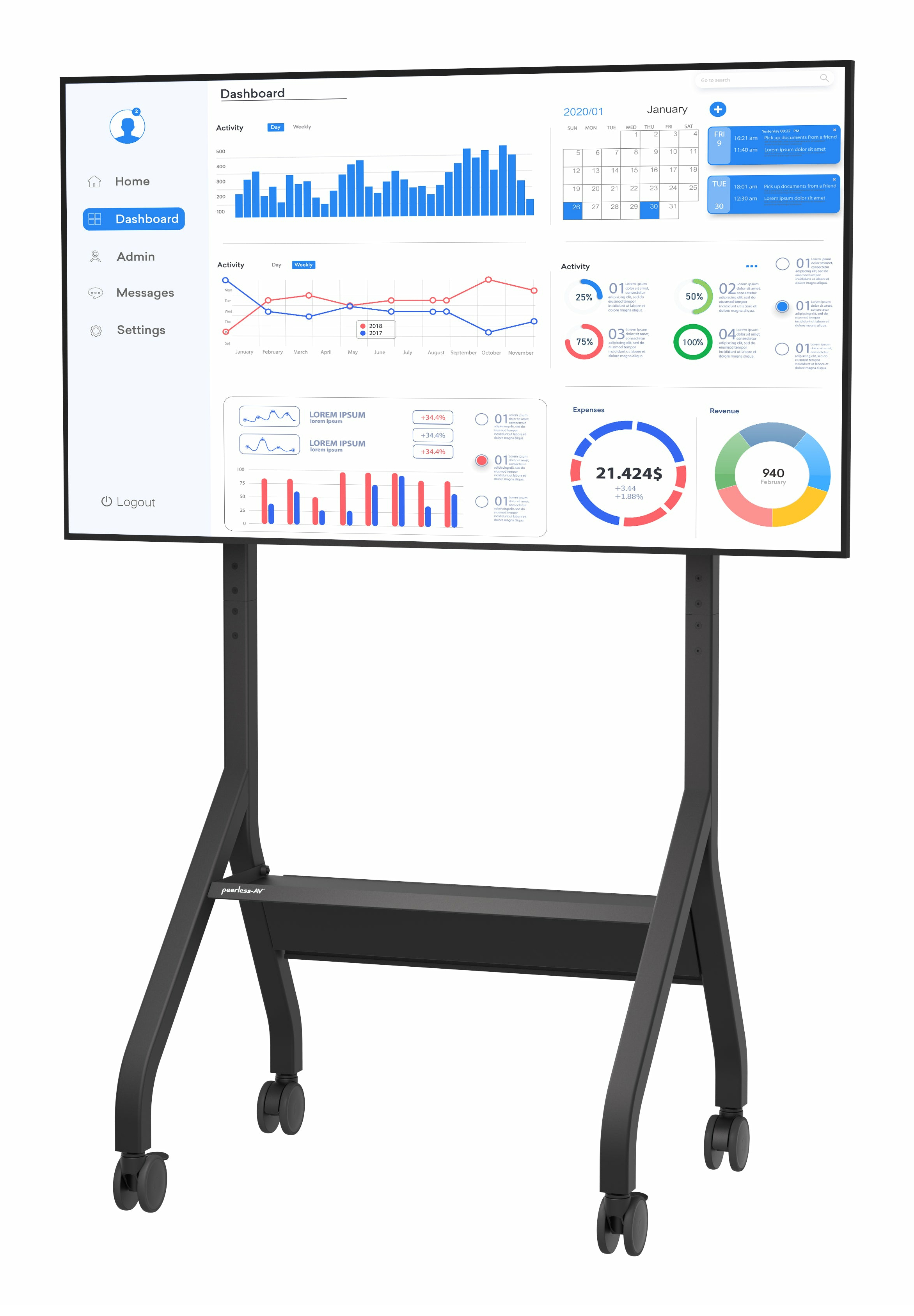 Peerless AV SmartMount SR860 - Wagen - für LCD-Display - Schwarz - Bildschirmgröße: 81.28-190.5 cm (32-75), Ansicht 4