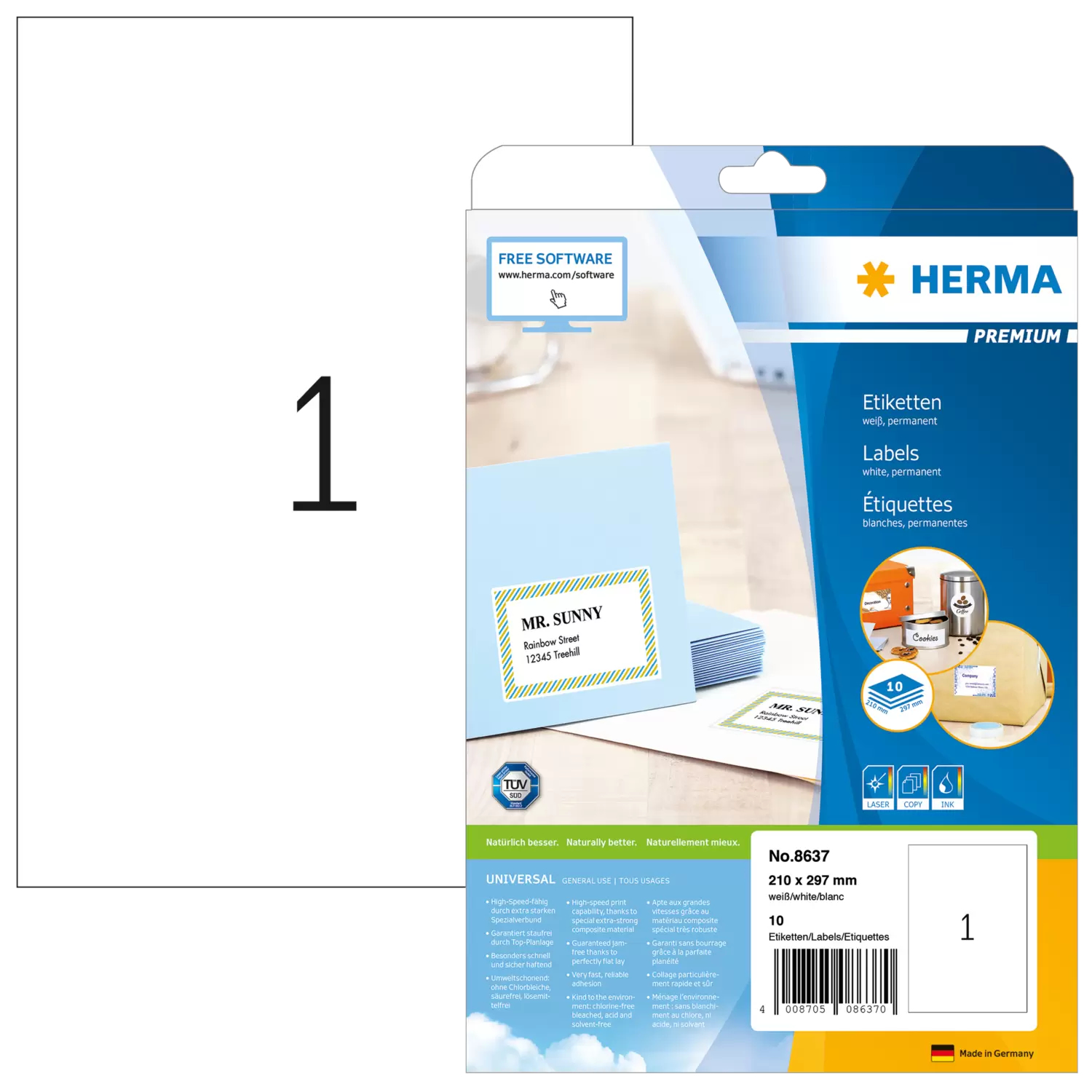 HERMA Premium - Papier - matt - permanent selbstklebend - weiß - A4 (210 x 297 mm), Ansicht 4
