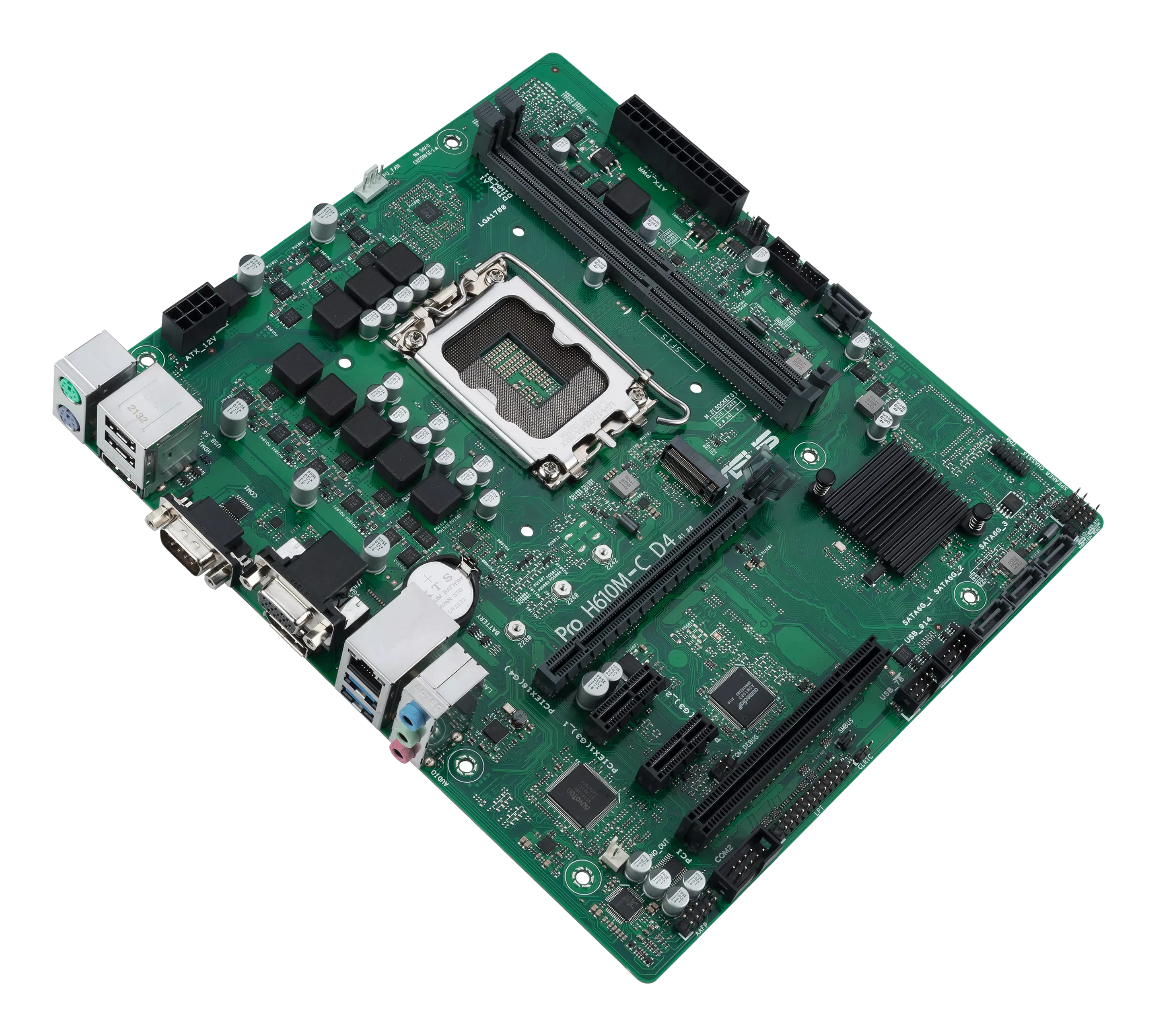 ASUS PRO H610M-C D4-CSM - Motherboard - micro ATX - LGA1700-Sockel - H610 Chipsatz - USB 3.2 Gen 1 - Gigabit LAN, Ansicht 4