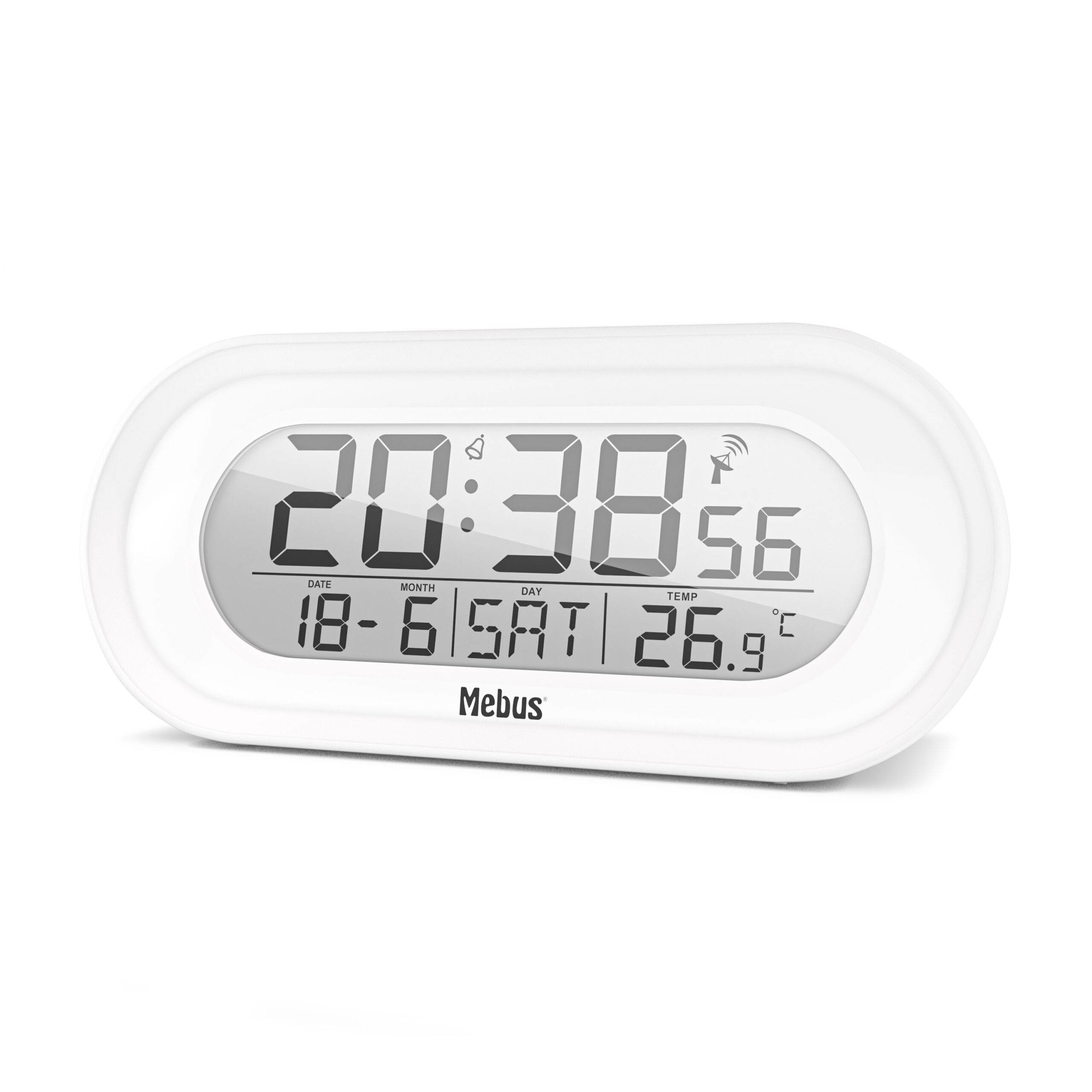 Mebus 25808 - Digitaler Wecker - Oval - Weiß - F - °C - Blau - Akku, Ansicht 4