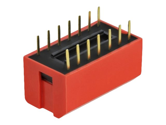 Delock DIP flip switch piano 7-digit 2.54 mm pitch THT vertical - DIP-Schalter - Rot (Packung mit 10)