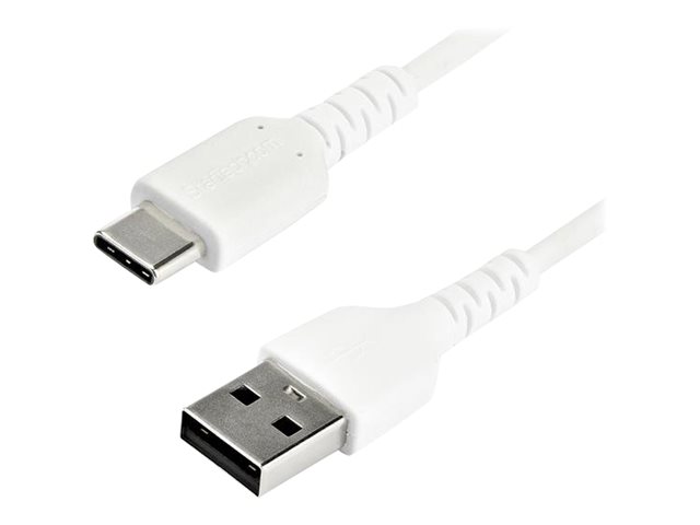 StarTech.com StarTech 2m USB A to USB C Charging Cable, Durable Fast Charge & Sync USB 2.0 to USB Type C Data Cord, Rugged TPE Jacket Aramid Fiber M/M 3A White, Samsung S10, S20, iPad Pro, Pixel - Heavy Duty and Rugged - USB-Kabel - USB (M)