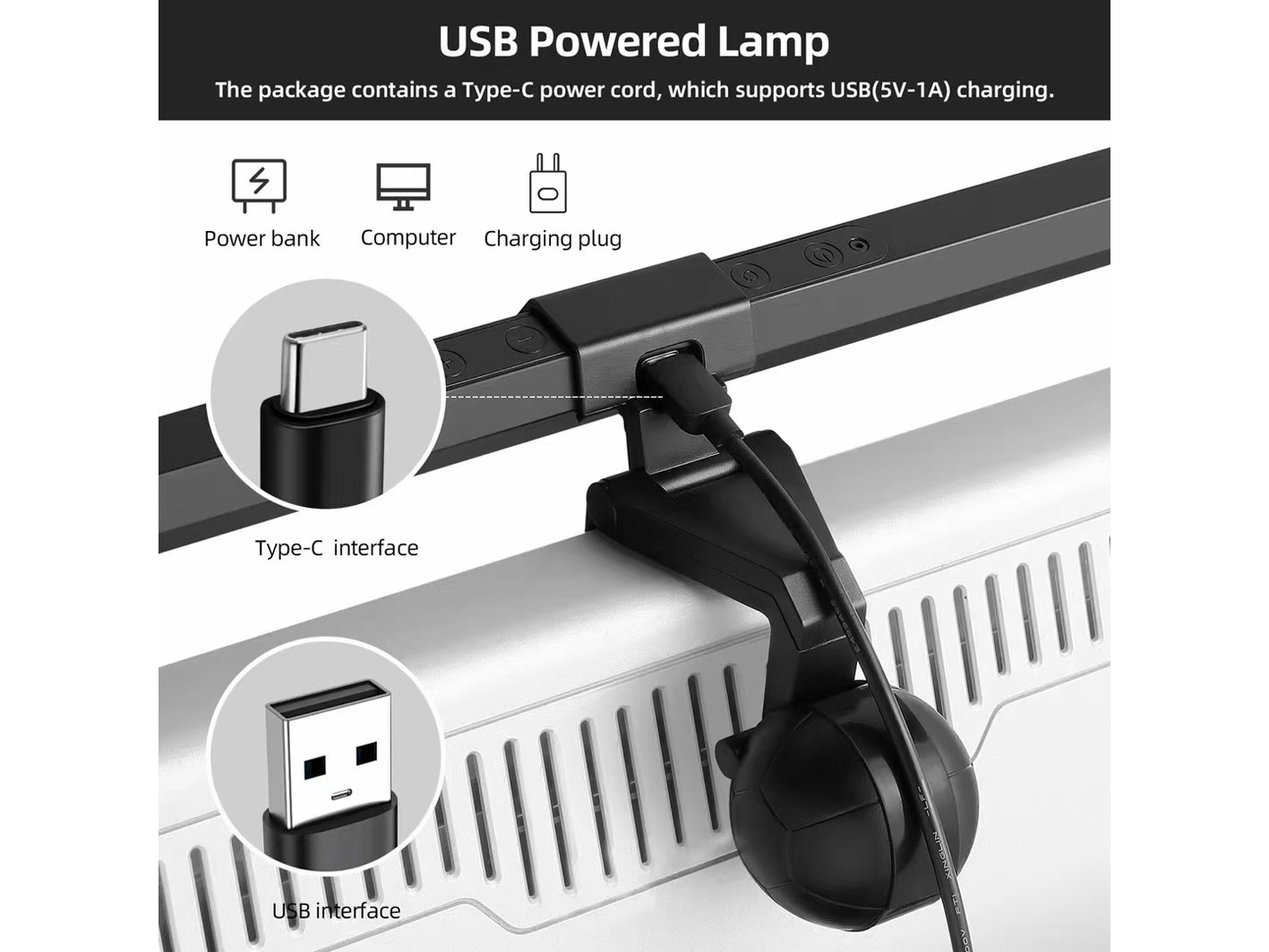 Equip Monitor USB-LED-Lampe mit Touch-Steuerung - Schwarz - Aluminium - Kunststoff - 2800 K - 6500 K - Tasten - China, Ansicht 4