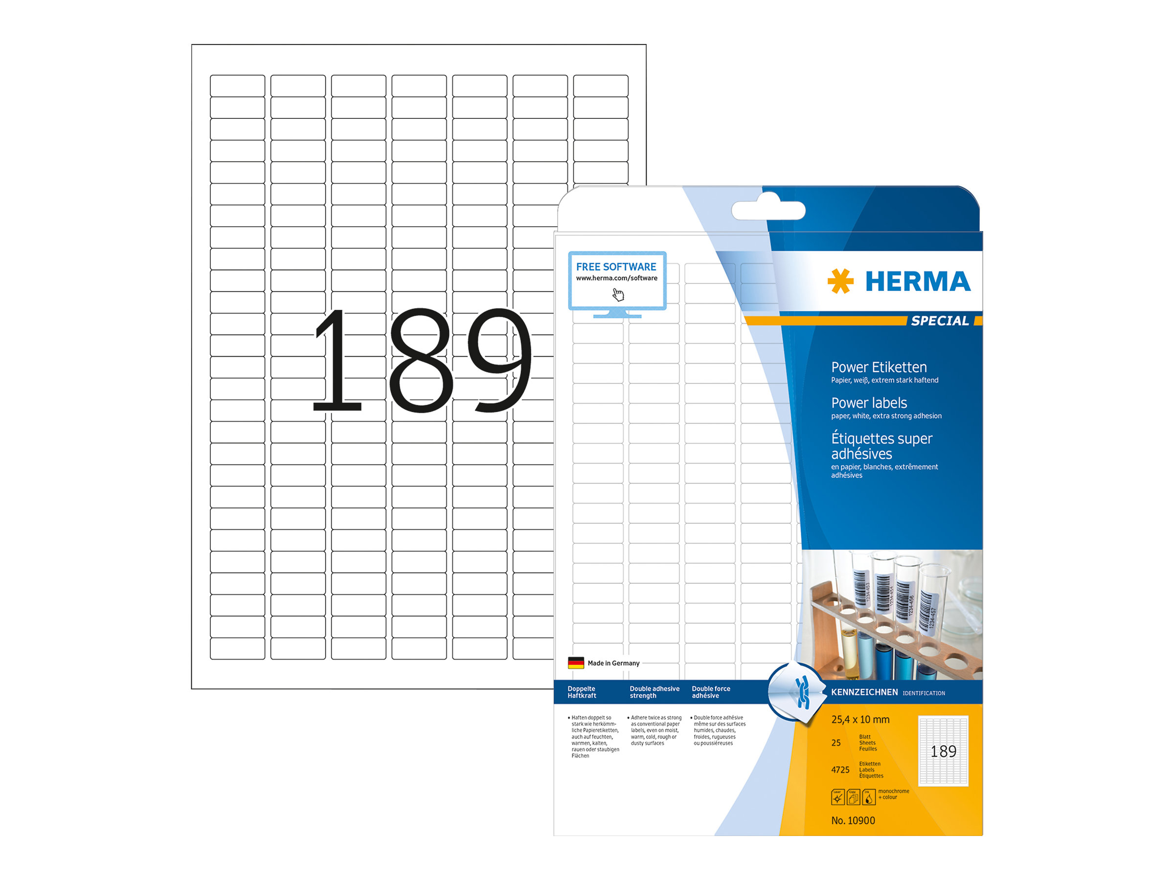 HERMA Papier - matt - selbstklebend - weiß - 25.4 x 10 mm 4725 Etikett(en) (25 Bogen x 189), Ansicht 3