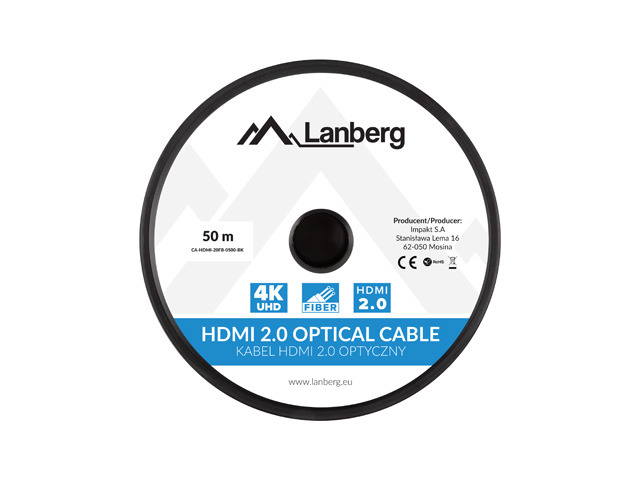 Lanberg CA-HDMI-20FB-0500-BK - 50 m - HDMI Typ A (Standard) - HDMI Typ A (Standard) - 3D - 18 Gbit/s - Schwarz - Silber, Ansicht 3