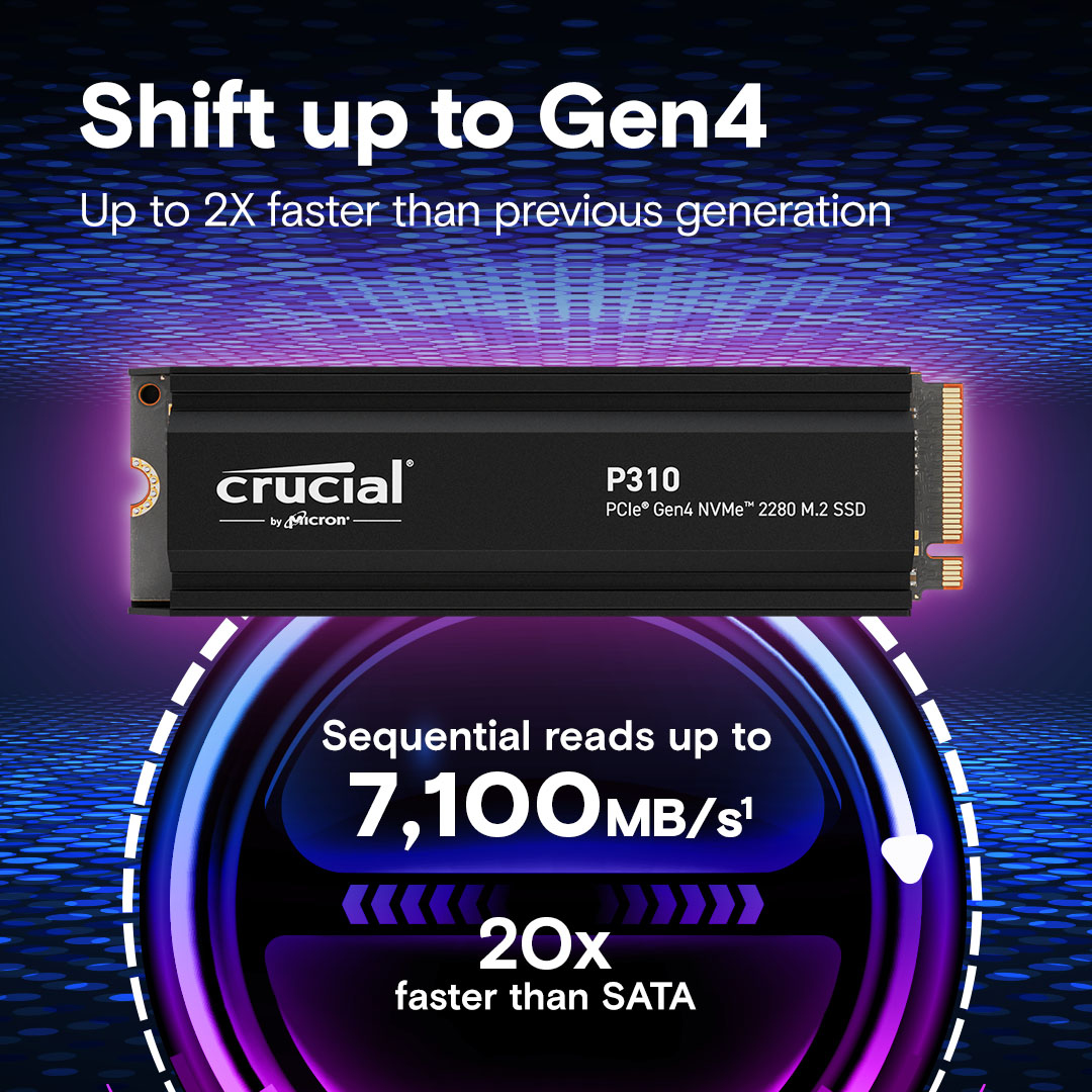 Crucial P310 - SSD - 1 TB - intern - M.2 2280 - PCIe 4.0 x4 (NVMe), Ansicht 2