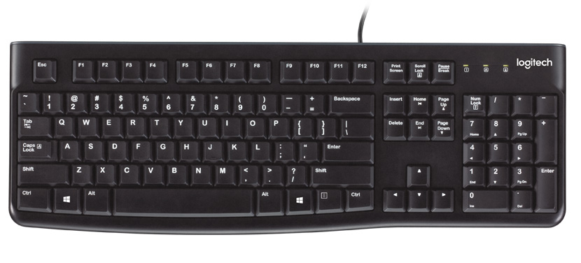 Logitech Keyboard K120 for Business, Volle Größe (100%), Kabelgebunden, USB, QWERTY, Schwarz