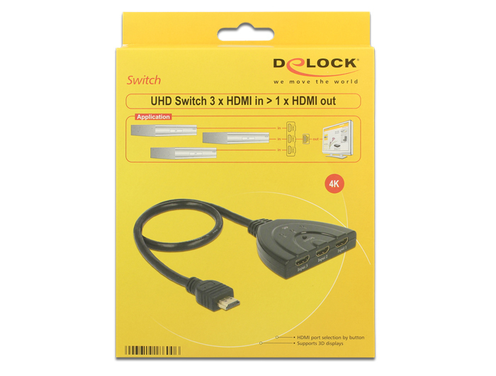 Delock HDMI UHD Switch 3 x HDMI in > 1 x HDMI out 4K, Ansicht 2
