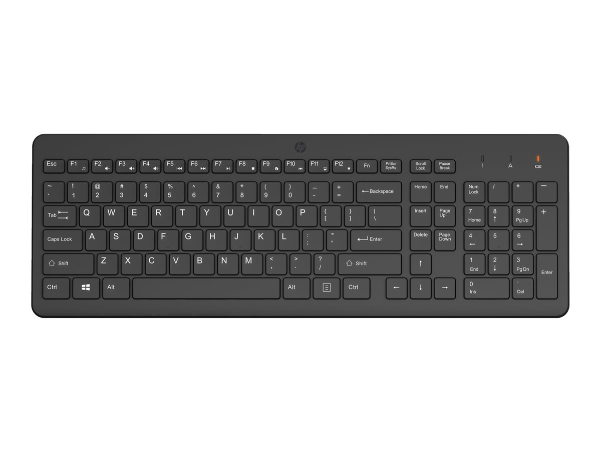 HP 220 Wireless-Tastatur - Volle Größe (100%) - Kabellos - RF Wireless - Membran Key Switch - Schwarz - TL: UK, QWERTY, Ansicht 3