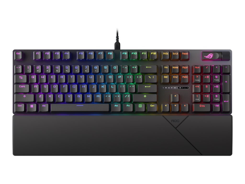 ASUS ROG Strix Scope II - Tastatur - 96% - backlit - kabellos - 2.4 GHz, Bluetooth 5.1, USB - Französisch - Tastenschalter: ROG NX (hot-swappable)