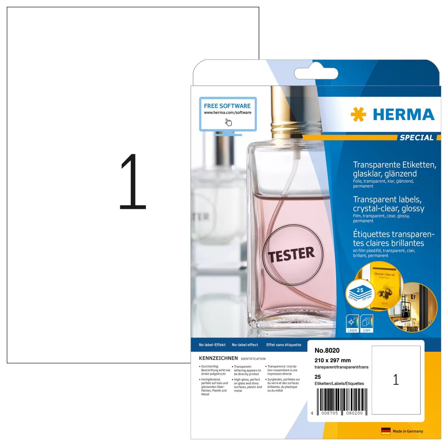 HERMA Special - Glänzend - selbstklebend - durchsichtig - A4 (210 x 297 mm), Ansicht 4