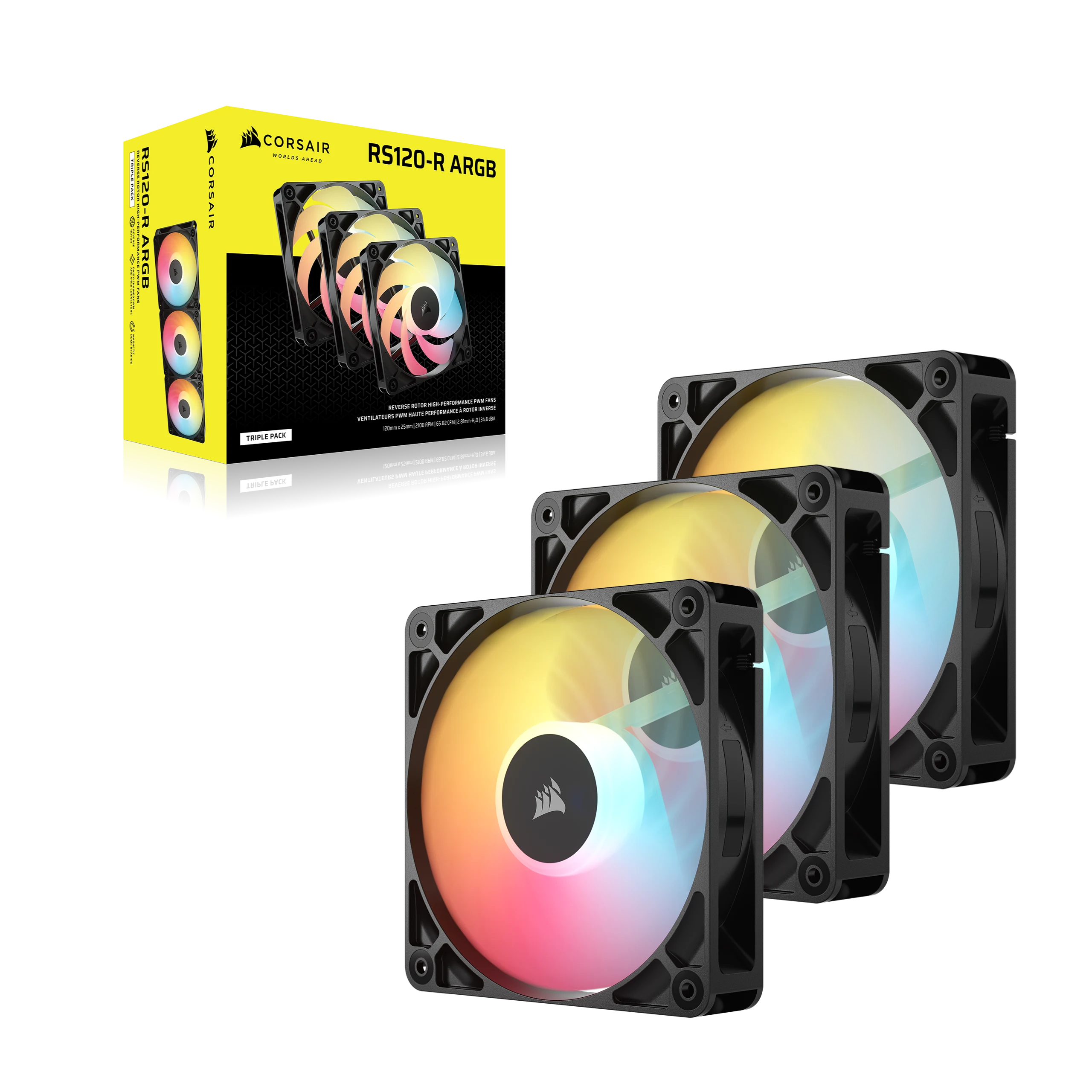 Corsair RS120-R - Gehäuselüfter - invers - 120 mm - Schwarz (Packung mit 3), Ansicht 2