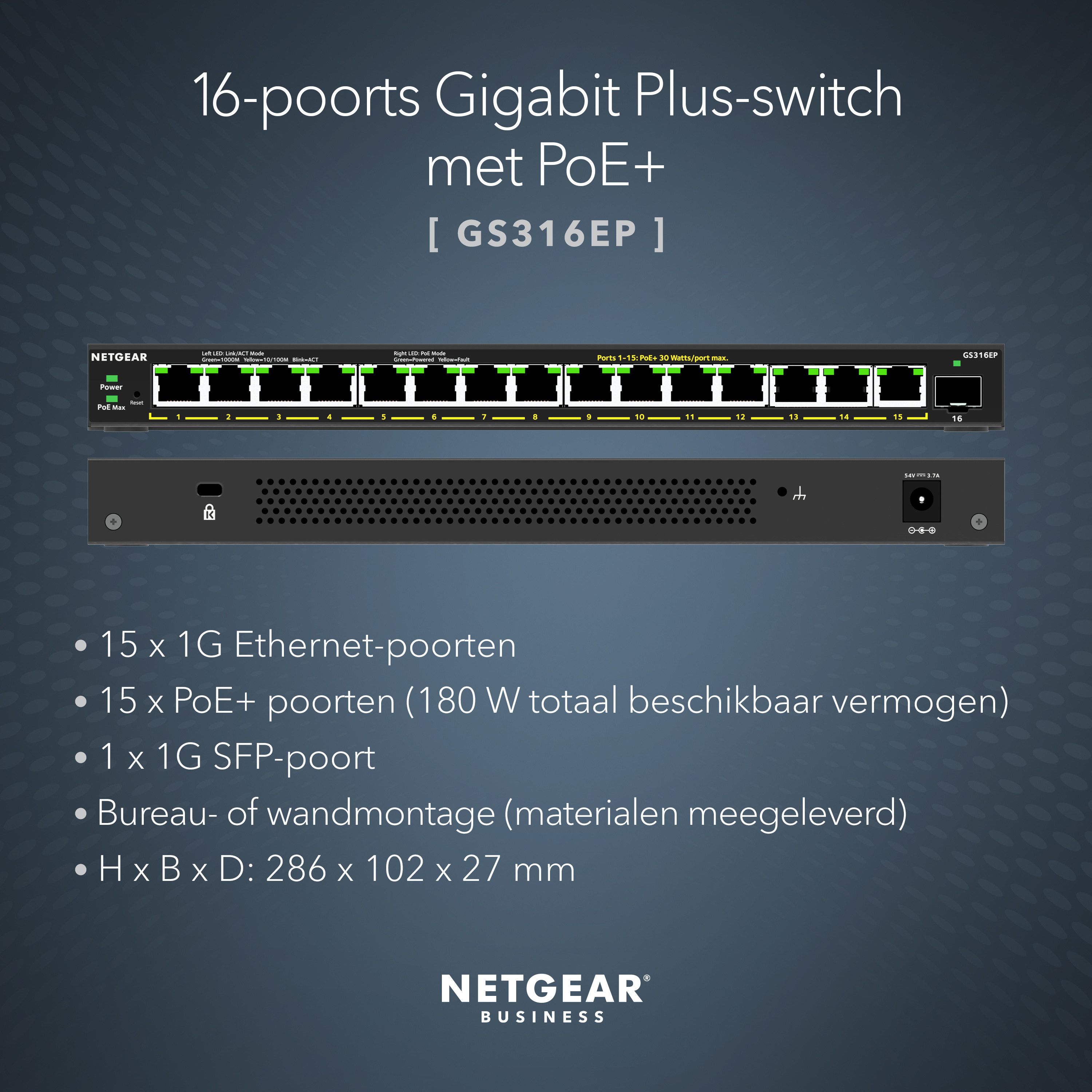 Netgear Plus GS316EP - Switch - managed - 15 x 10/100/1000 (PoE+), Ansicht 2