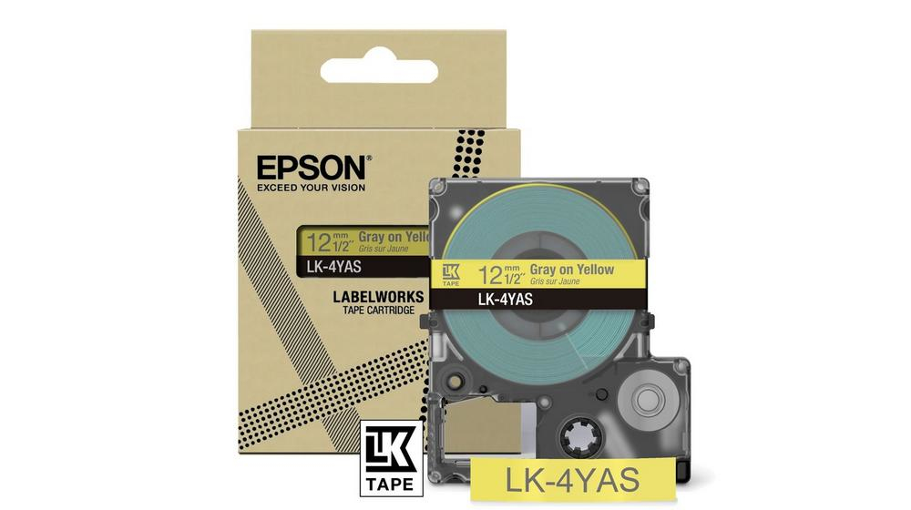 Epson LabelWorks LK-4YAS - Grau auf Gelb - Rolle (1,2 cm x 8 m), Ansicht 2