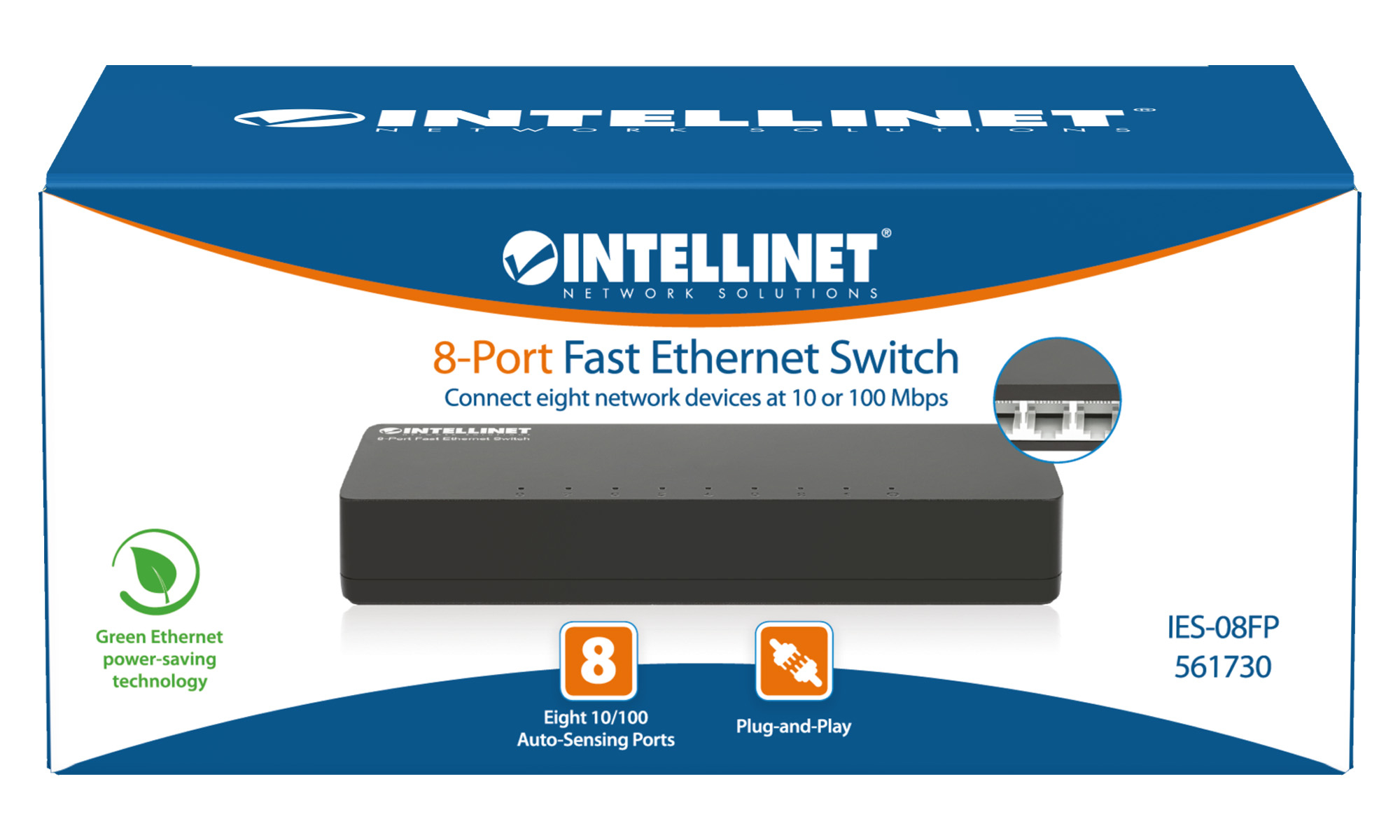 IC Intracom Intellinet - Switch - 8 x 10/100 - Desktop, Ansicht 4