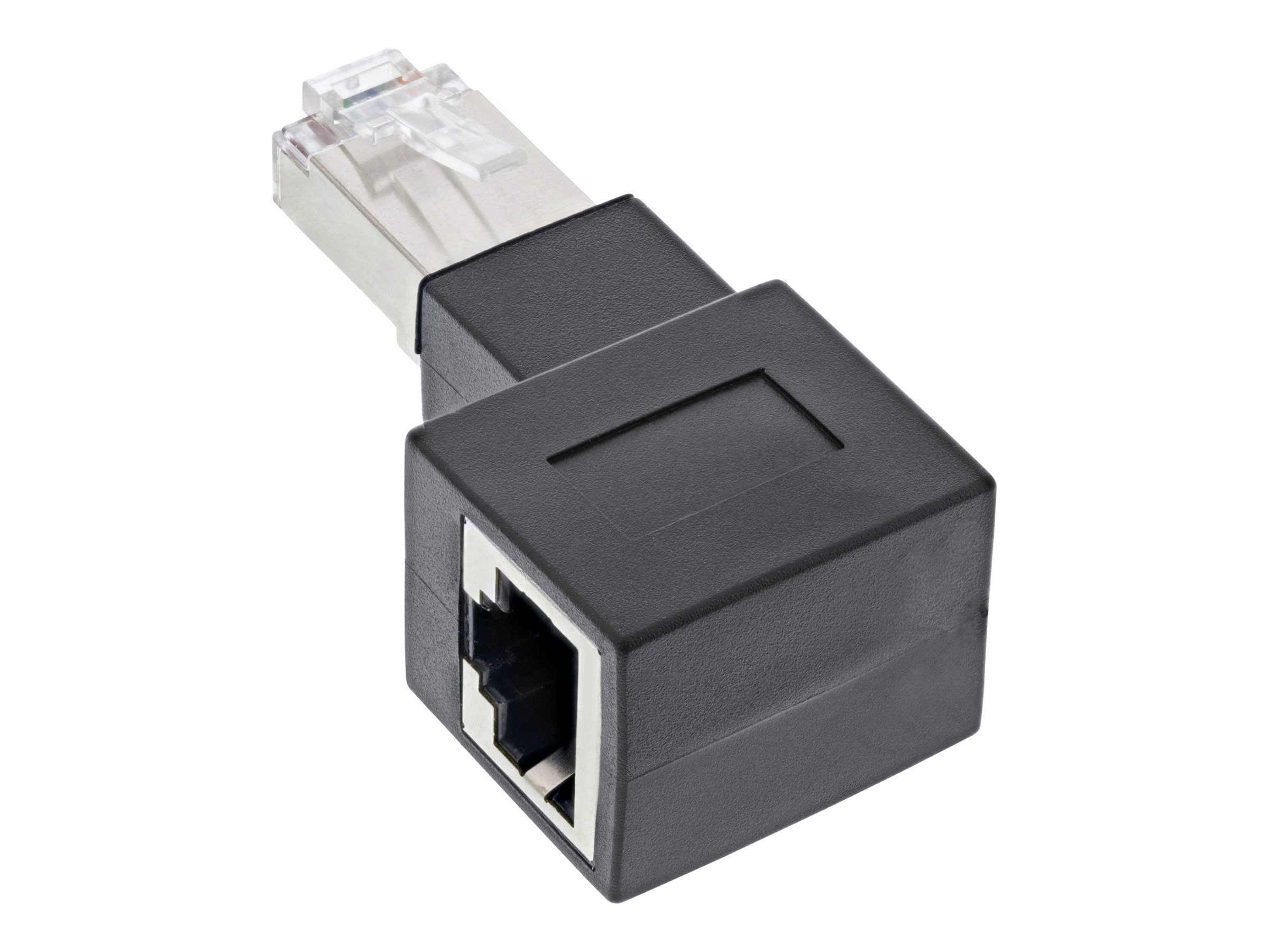 InLine Patchkabel-Adapter Cat.6A - RJ45 SteckerBuchse - 90° rechts gewinkelt
