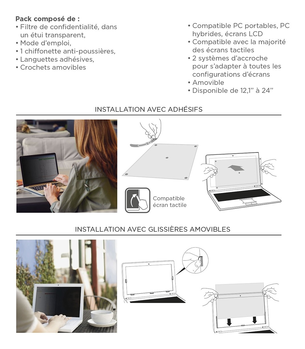 Mobilis Blickschutzfilter für Bildschirme - desktop/laptop screen, 476 x 268 mm - 54,6 cm Breitbild (21,5 Breitbild), Ansicht 3
