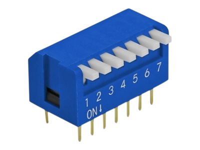 Delock DIP flip switch piano 7-digit 2.54 mm pitch THT vertical - DIP-Schalter - Blau (Packung mit 2)